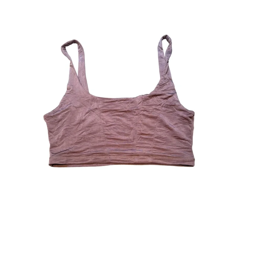 Intimately Free People Womens Square Neck Crop Cami Bralette Mauve Pink Small